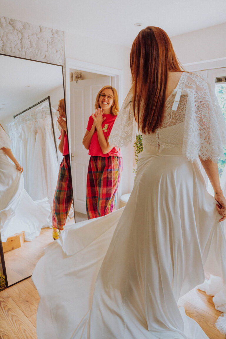 Photograph of a dress consultation at Bys Vyken Bridal